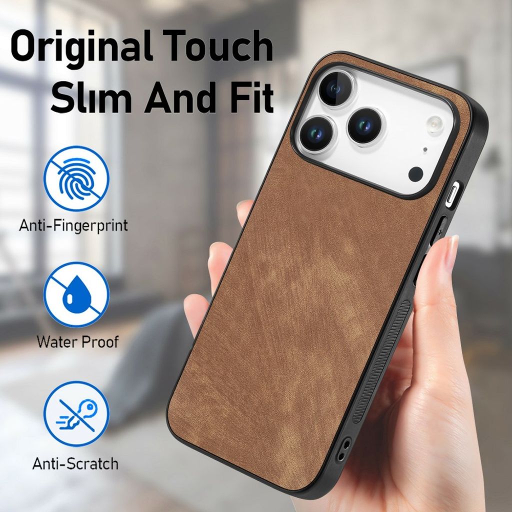 iPhone 18 Pro/17 Pro skal i konstläder, brun, bild 5