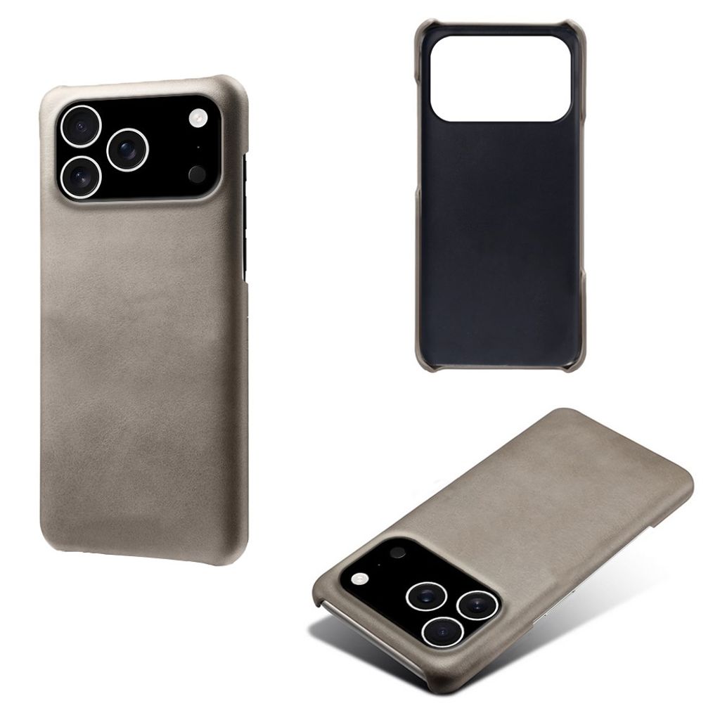 iPhone 18 Pro/17 Pro smalt skal i konstläder, grå, bild 4