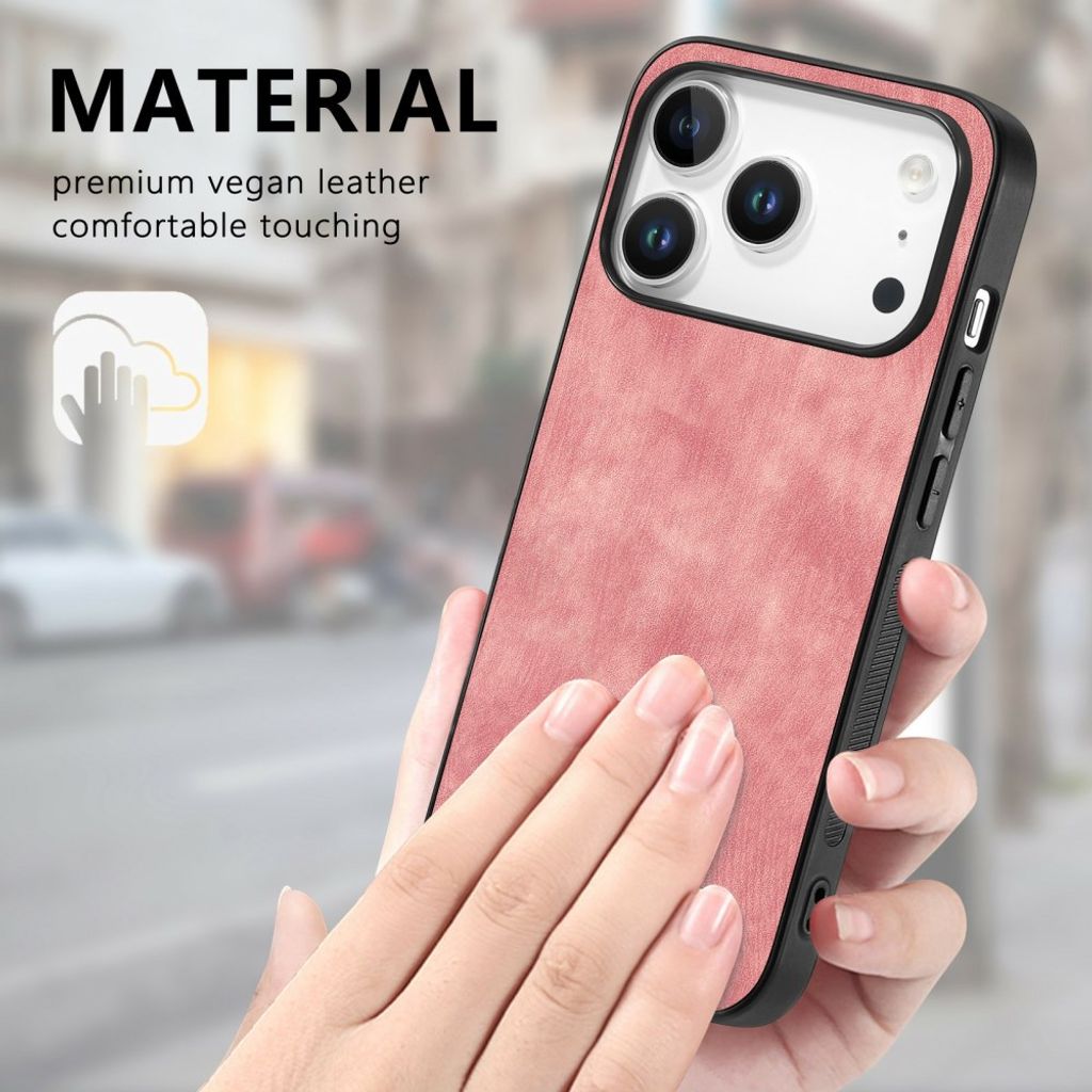 iPhone 18 Pro/17 Pro skal i konstläder, rosa, bild 4