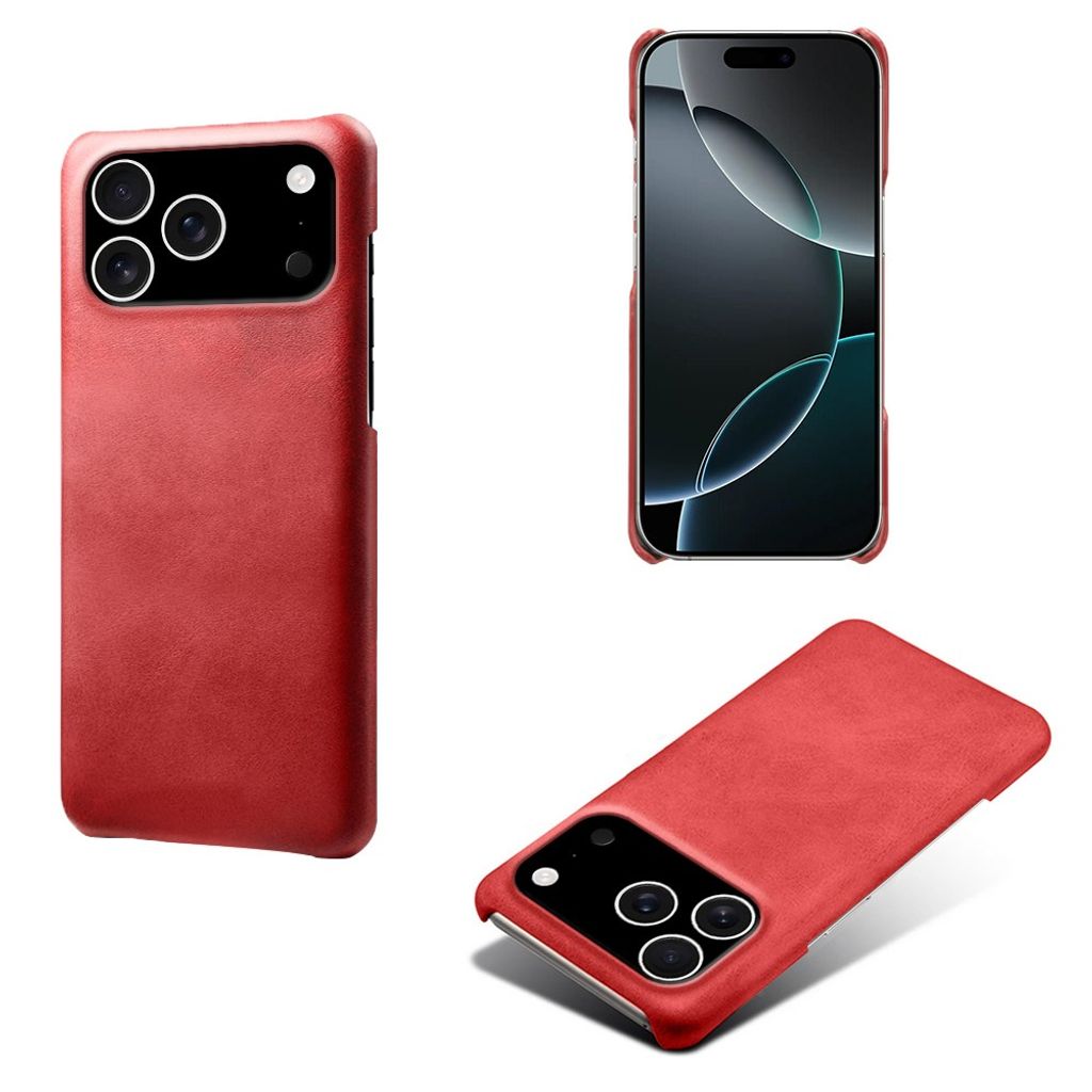 iPhone 18 Pro/17 Pro smalt skal i konstläder, röd, bild 3