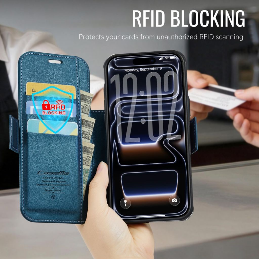 iPhone 18 Pro/17 Pro plånboksfodral MagSafe med RFID-skydd, mörkblå, bild 5