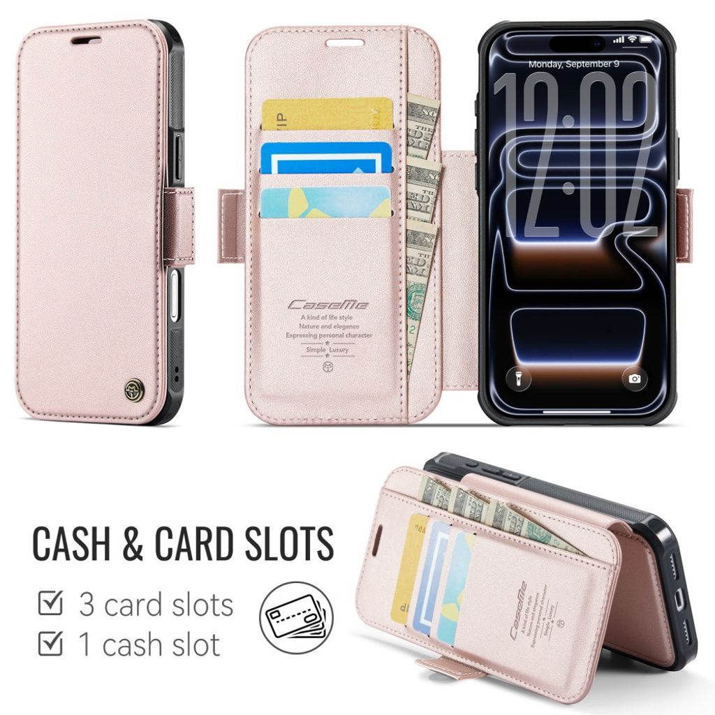 iPhone 18 Pro/17 Pro plånboksfodral MagSafe med RFID-skydd, rosa, bild 2