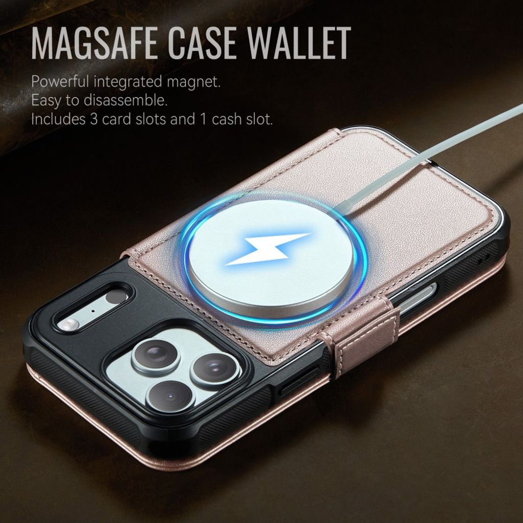 iPhone 18 Pro/17 Pro plånboksfodral MagSafe med RFID-skydd, rosa, bild 4