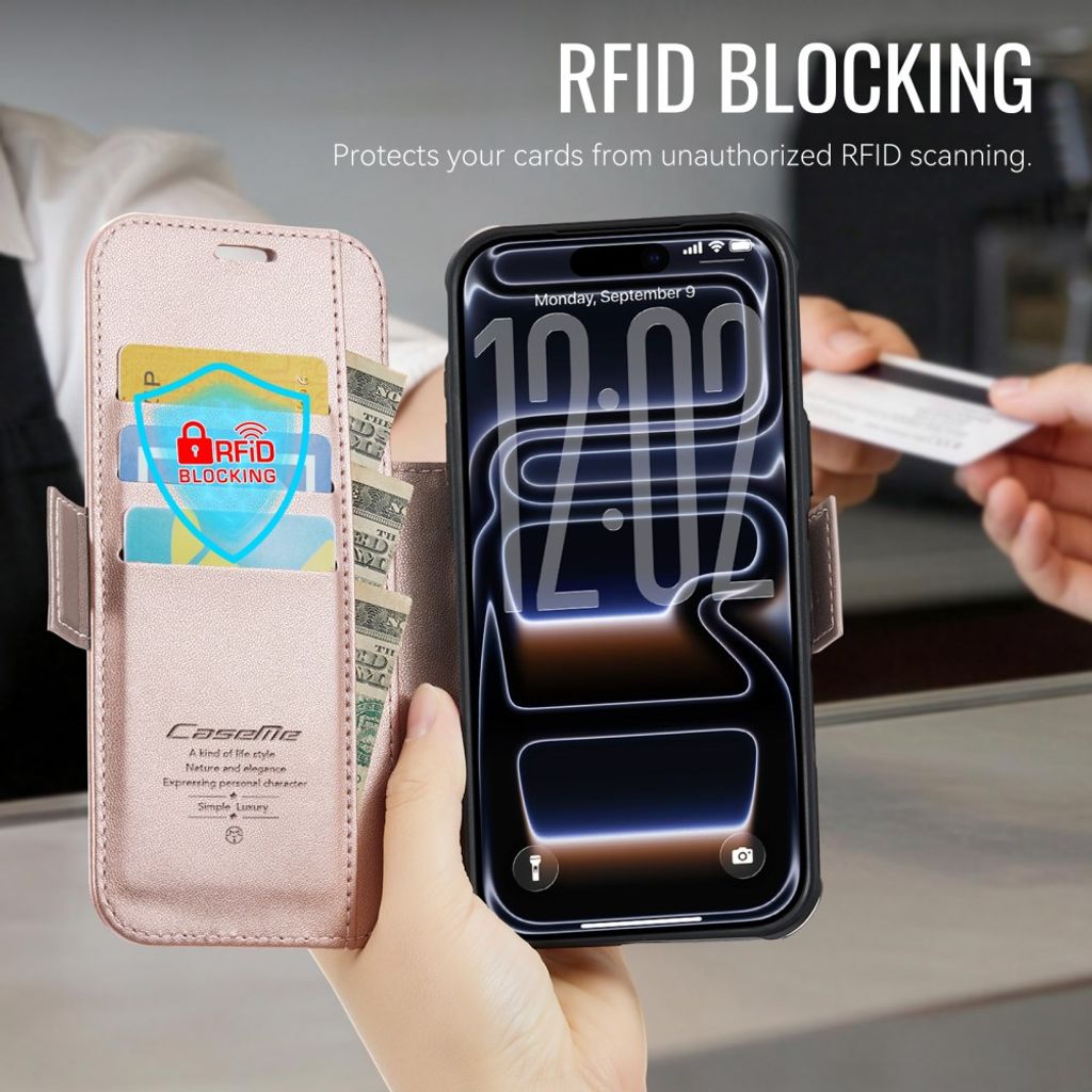 iPhone 18 Pro/17 Pro plånboksfodral MagSafe med RFID-skydd, rosa, bild 5