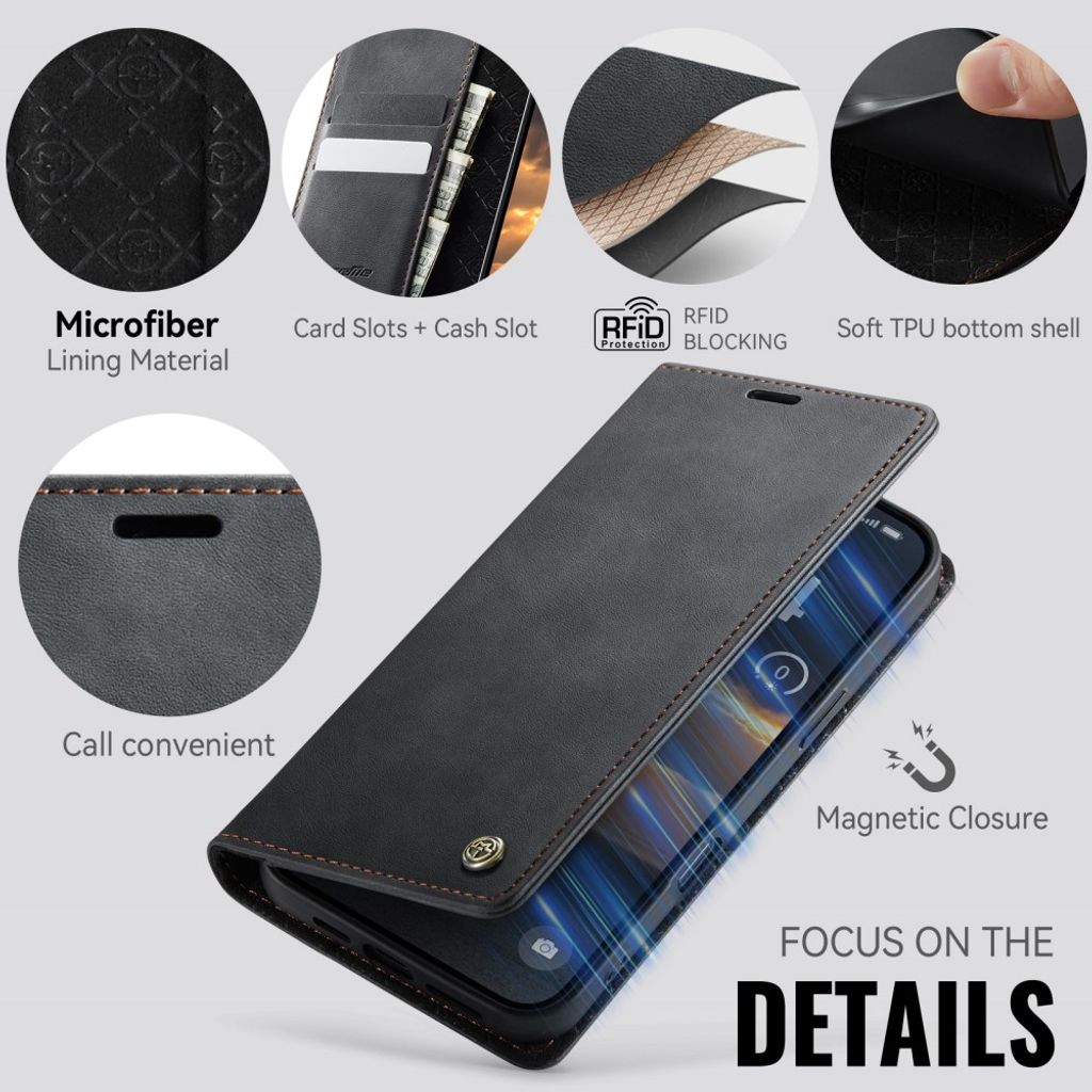 iPhone 18 Pro/17 Pro plånboksfodral med RFID-skydd och stöd, svart, bild 3