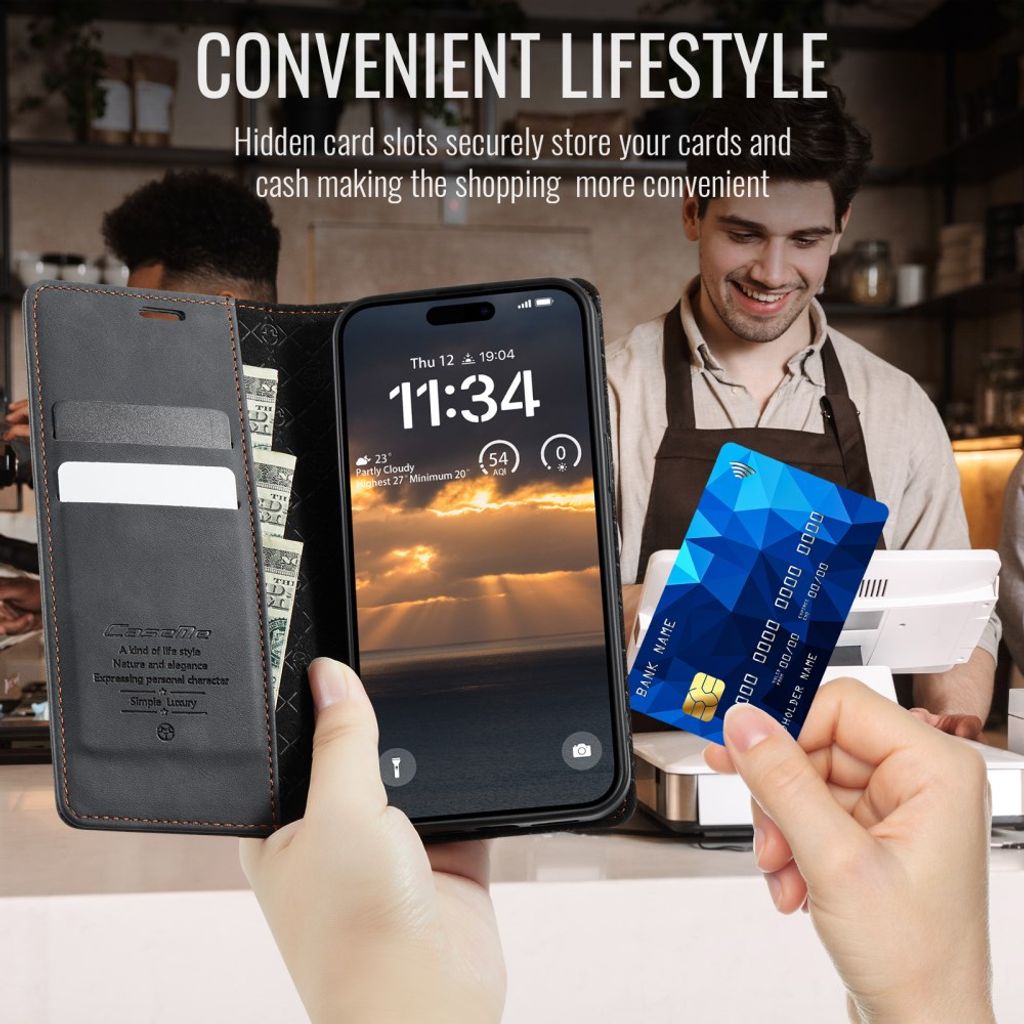 iPhone 18 Pro/17 Pro plånboksfodral med RFID-skydd och stöd, svart, bild 9