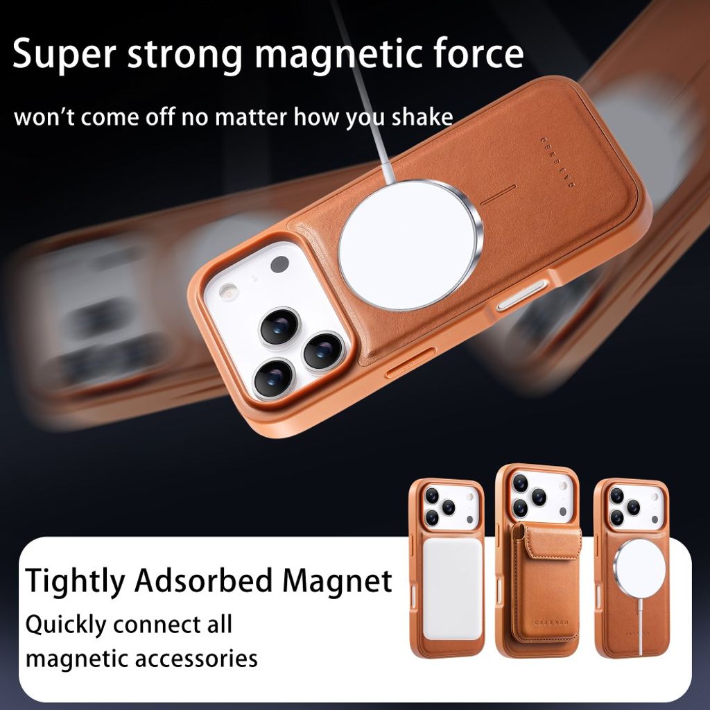 iPhone 18 Pro/17 Pro MagSafe-skal med avtagbar kortficka och stöd, brun, bild 11