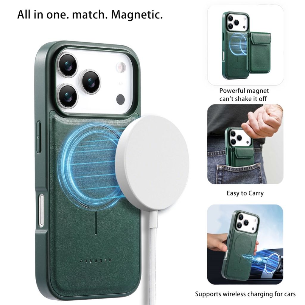 iPhone 18 Pro/17 Pro MagSafe-skal med magnetisk kortficka och stöd, grön, bild 10