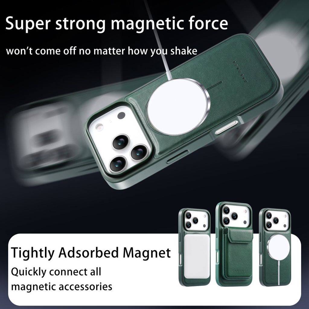 iPhone 18 Pro/17 Pro MagSafe-skal med magnetisk kortficka och stöd, grön, bild 11