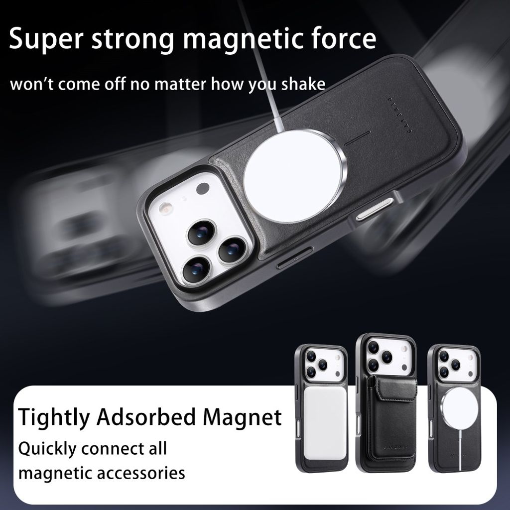 iPhone 18 Pro/17 Pro MagSafe-skal med avtagbar korthållare och stöd, svart, bild 11