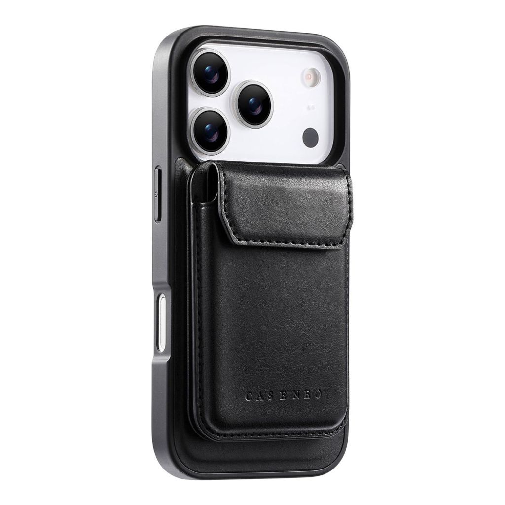 iPhone 18 Pro/17 Pro MagSafe-skal med avtagbar korthållare och stöd, svart, bild 12