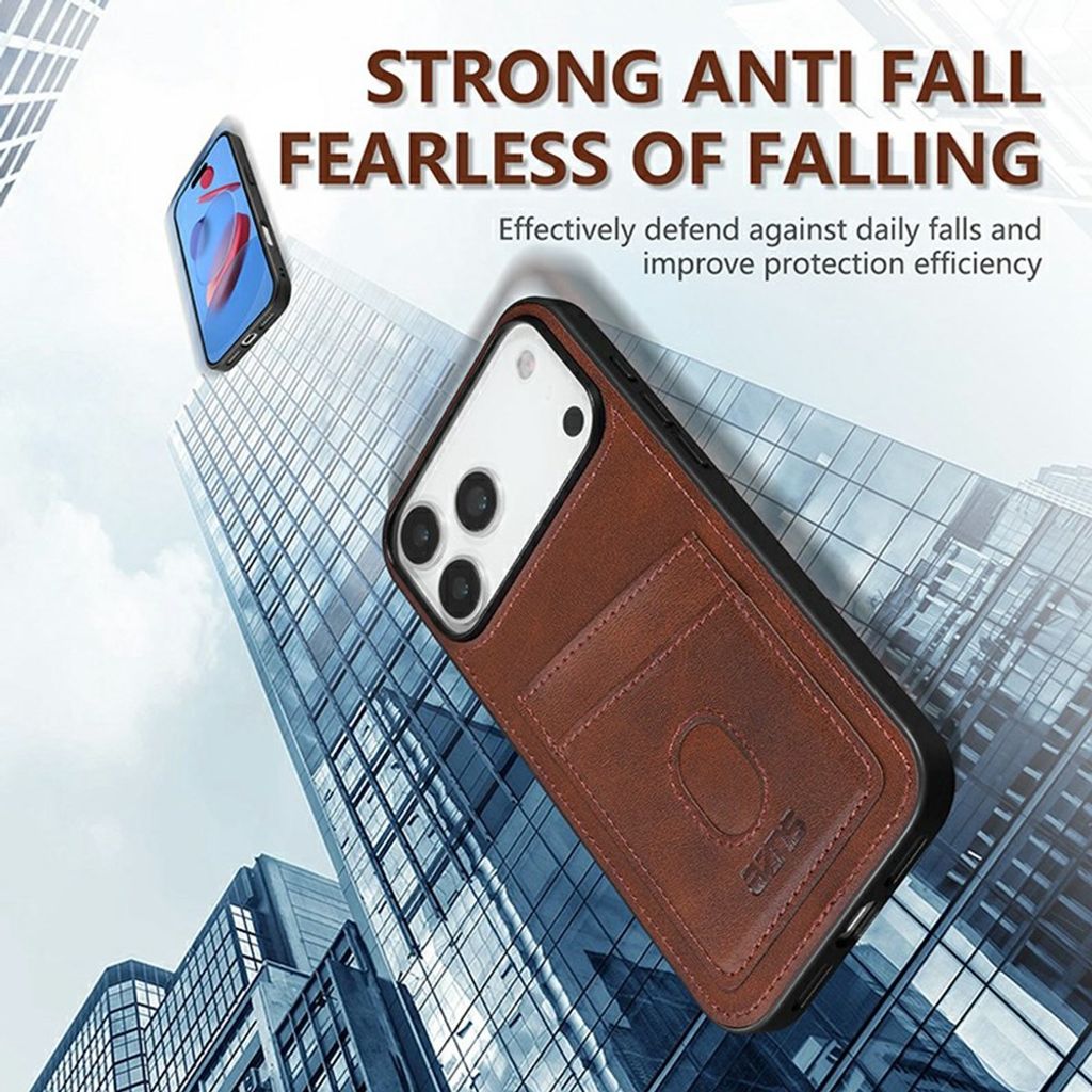 iPhone 18 Pro/17 Pro skal i PU-läder med kortfack, kaffebrun, bild 6