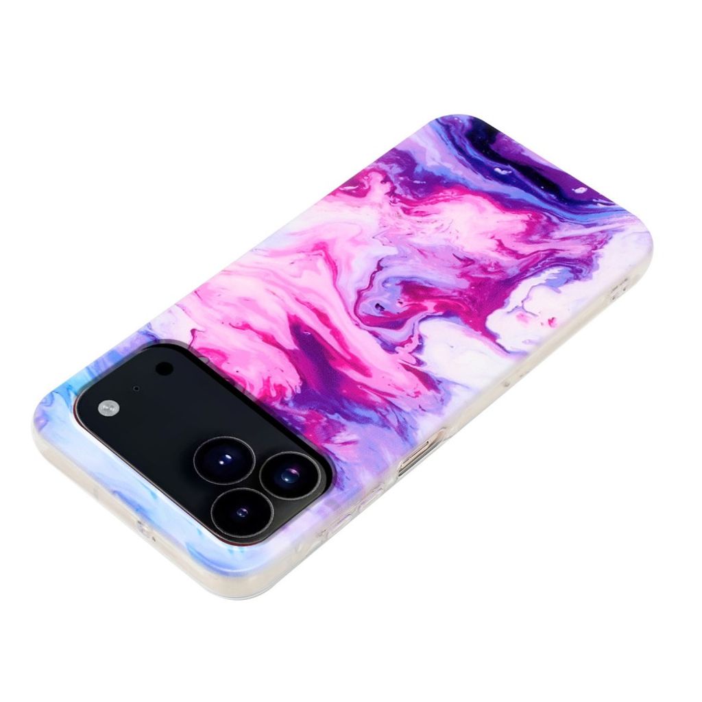 iPhone 18 Pro/17 Pro mjukt skal med marmormönster, rosa, bild 2