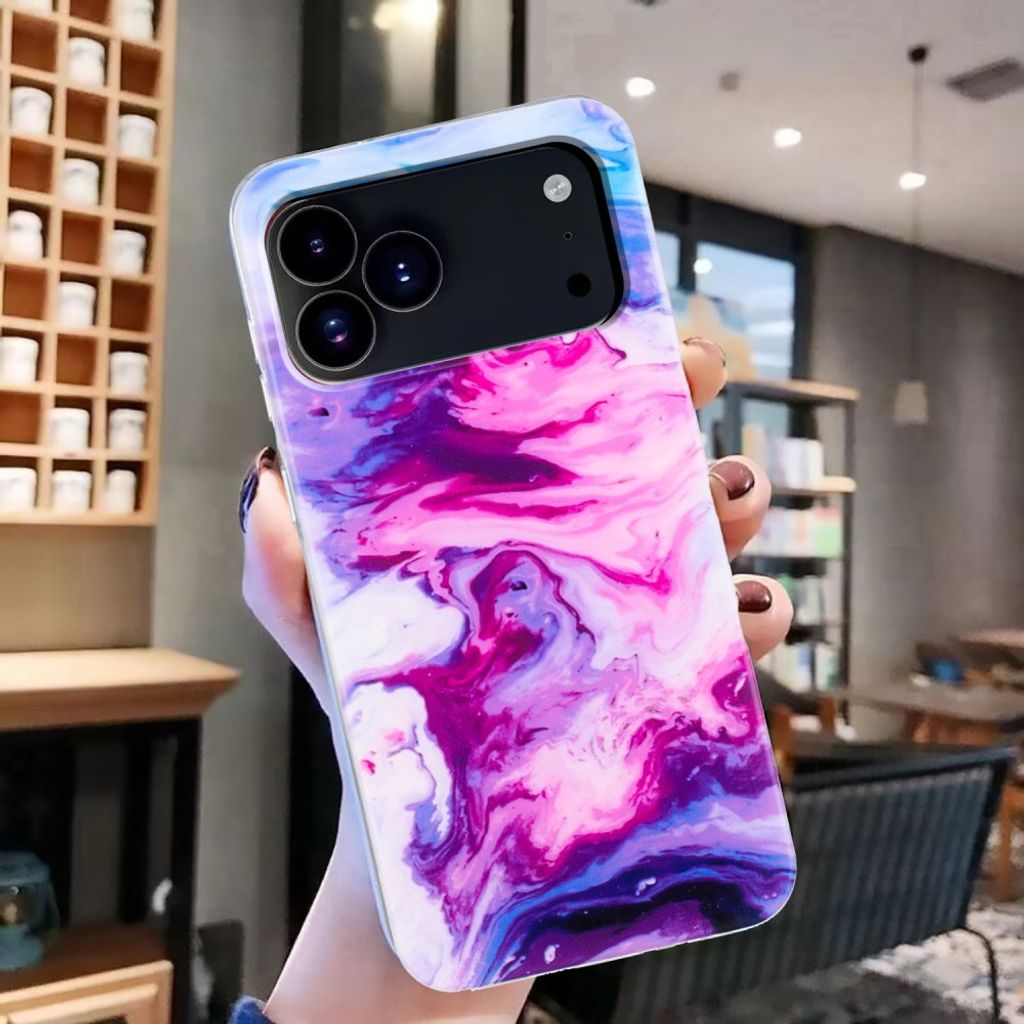 iPhone 18 Pro/17 Pro mjukt skal med marmormönster, rosa, bild 3