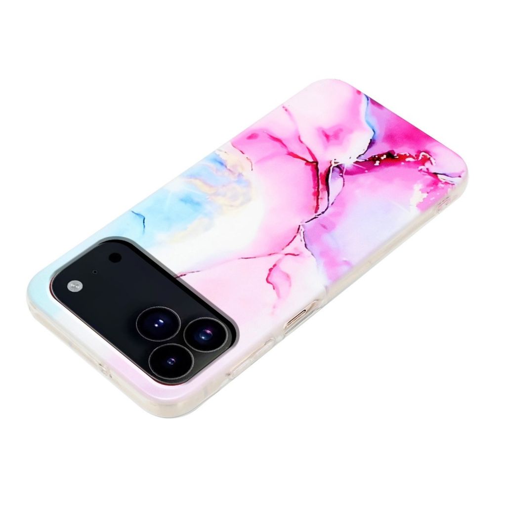 iPhone 18 Pro/17 Pro mjukt skal med marmormönster, rosa och blå, bild 2
