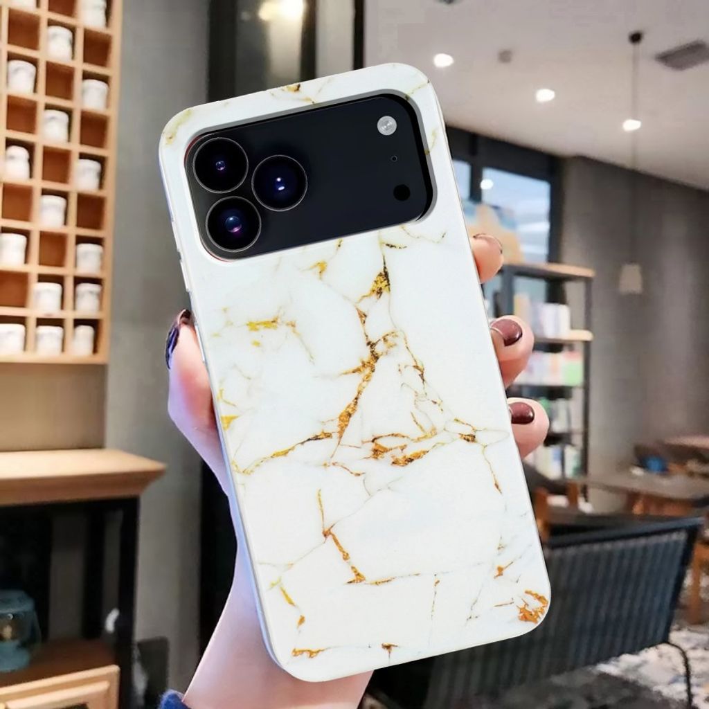 iPhone 18 Pro/17 Pro mjukt skal med marmormönster, vit, bild 3