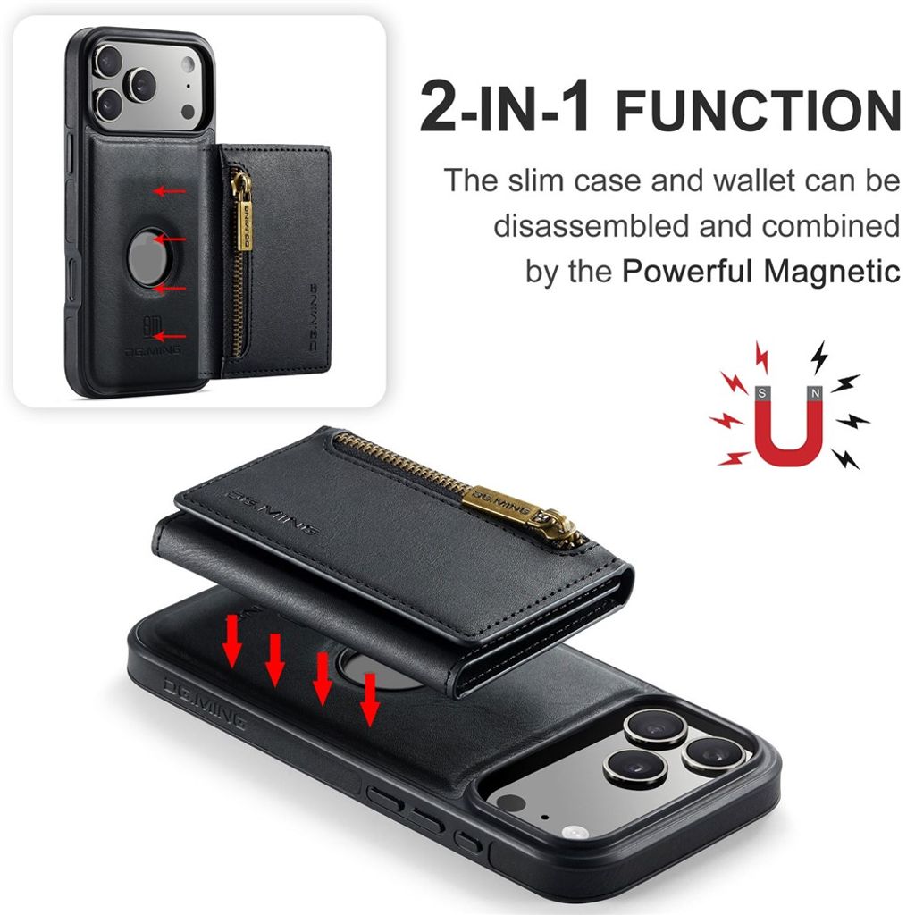 iPhone 18 Pro/17 Pro skal med avtagbar magnetisk plånbok och RFID-skydd, svart, bild 9