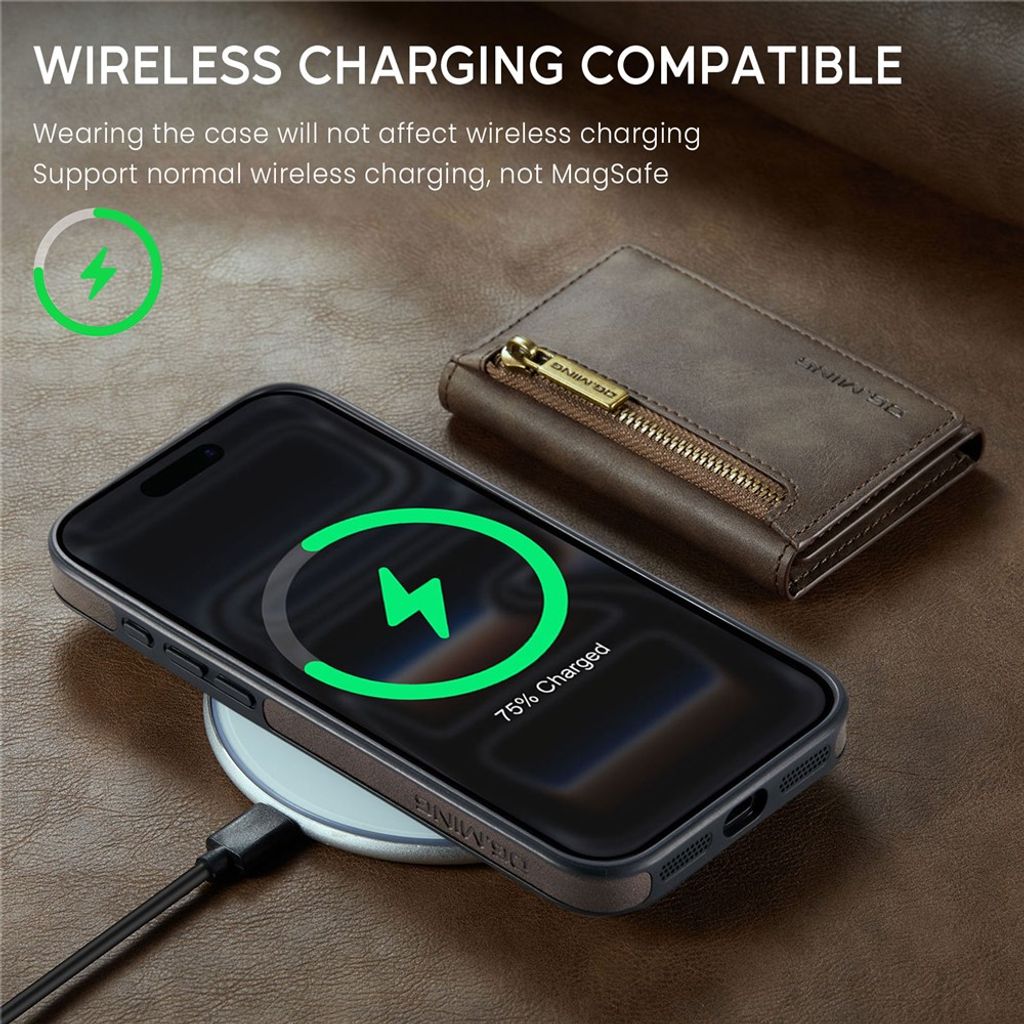 iPhone 18 Pro/17 Pro skal med avtagbar magnetisk plånbok, mörkbrun, bild 7