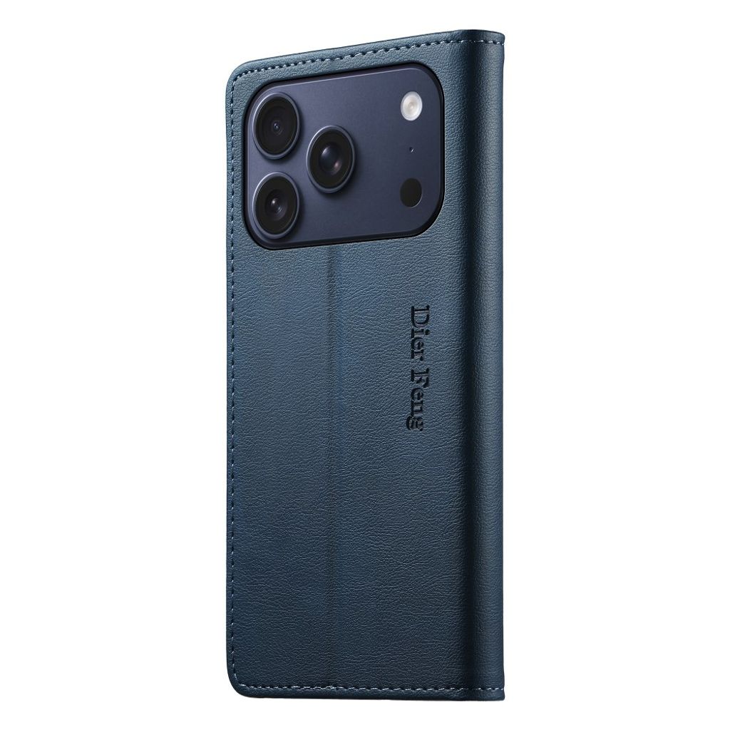 iPhone 18 Pro/17 Pro plånboksfodral i läder med RFID-skydd, blå, bild 10