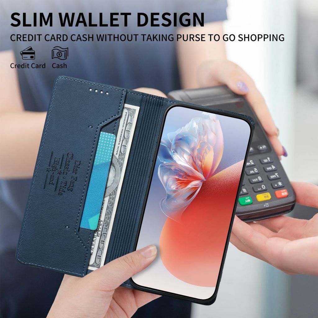 iPhone 18 Pro/17 Pro plånboksfodral i läder med RFID-skydd, blå, bild 8