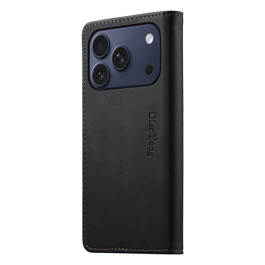 iPhone 18 Pro/17 Pro smalt plånboksfodral i läder med RFID-skydd, svart, bild 10