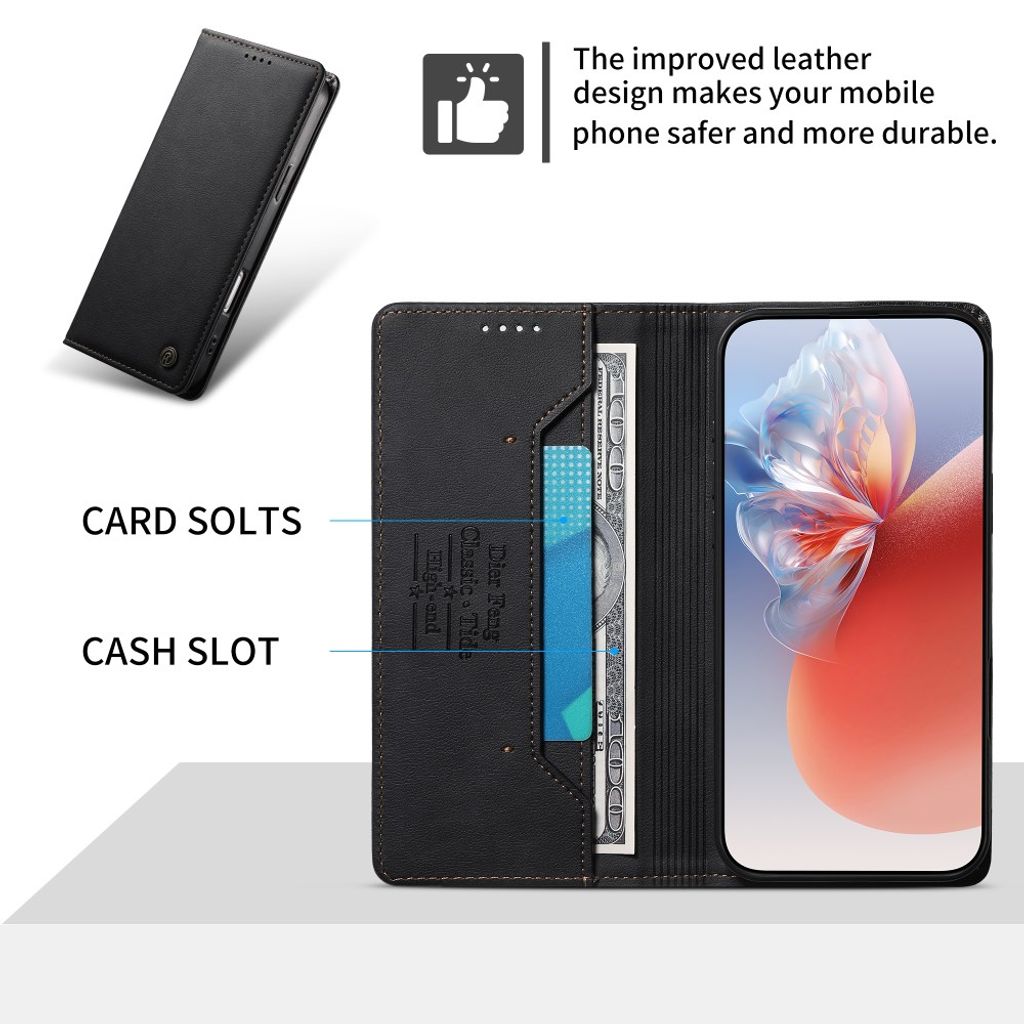 iPhone 18 Pro/17 Pro smalt plånboksfodral i läder med RFID-skydd, svart, bild 4
