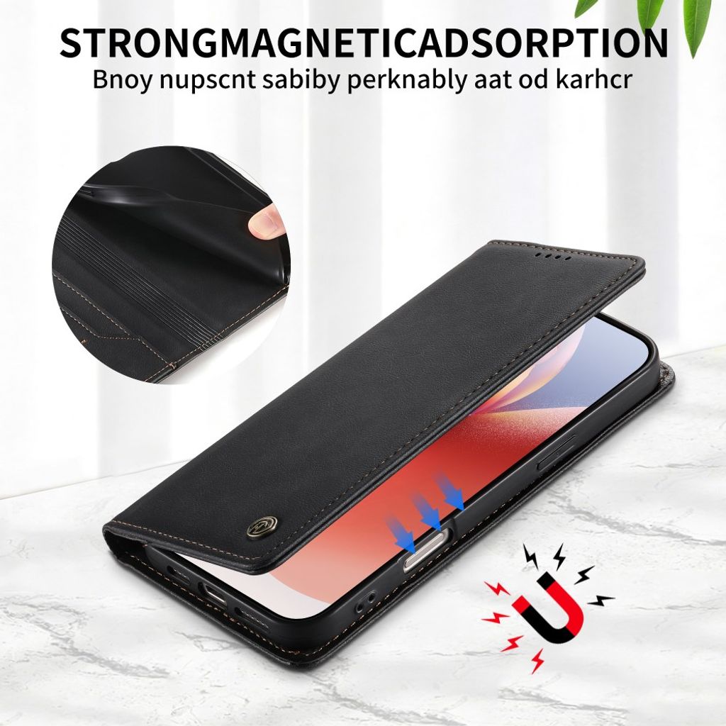 iPhone 18 Pro/17 Pro smalt plånboksfodral i läder med RFID-skydd, svart, bild 6