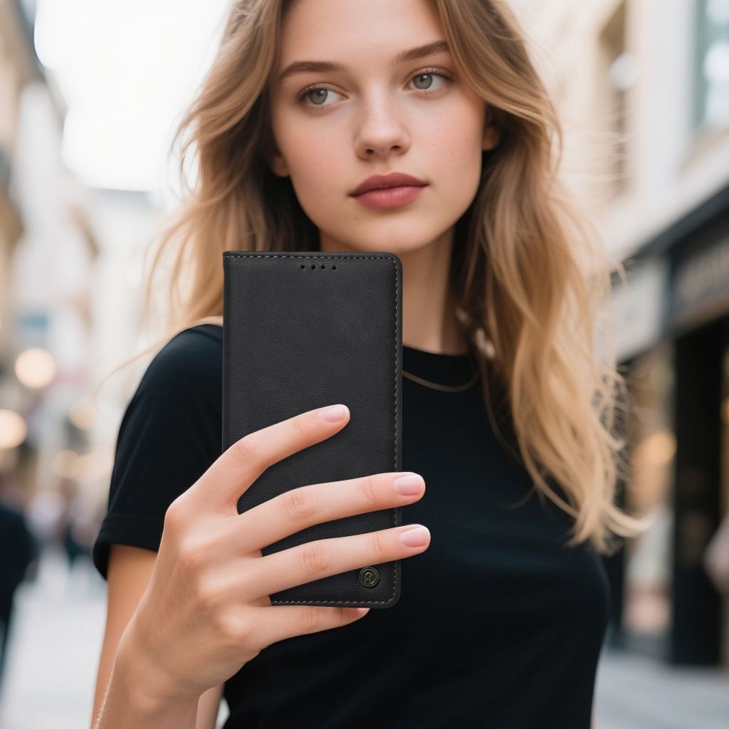 iPhone 18 Pro/17 Pro smalt plånboksfodral i läder med RFID-skydd, svart, bild 7