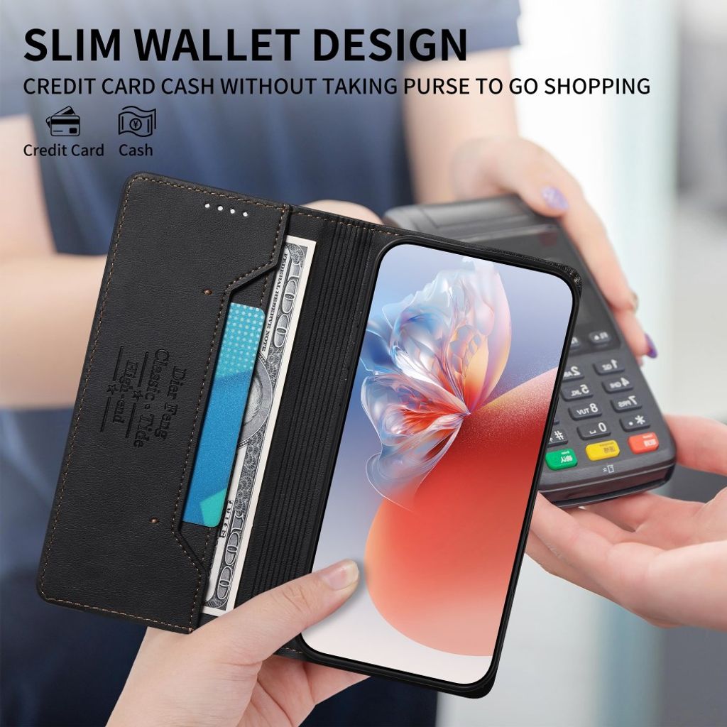 iPhone 18 Pro/17 Pro smalt plånboksfodral i läder med RFID-skydd, svart, bild 8