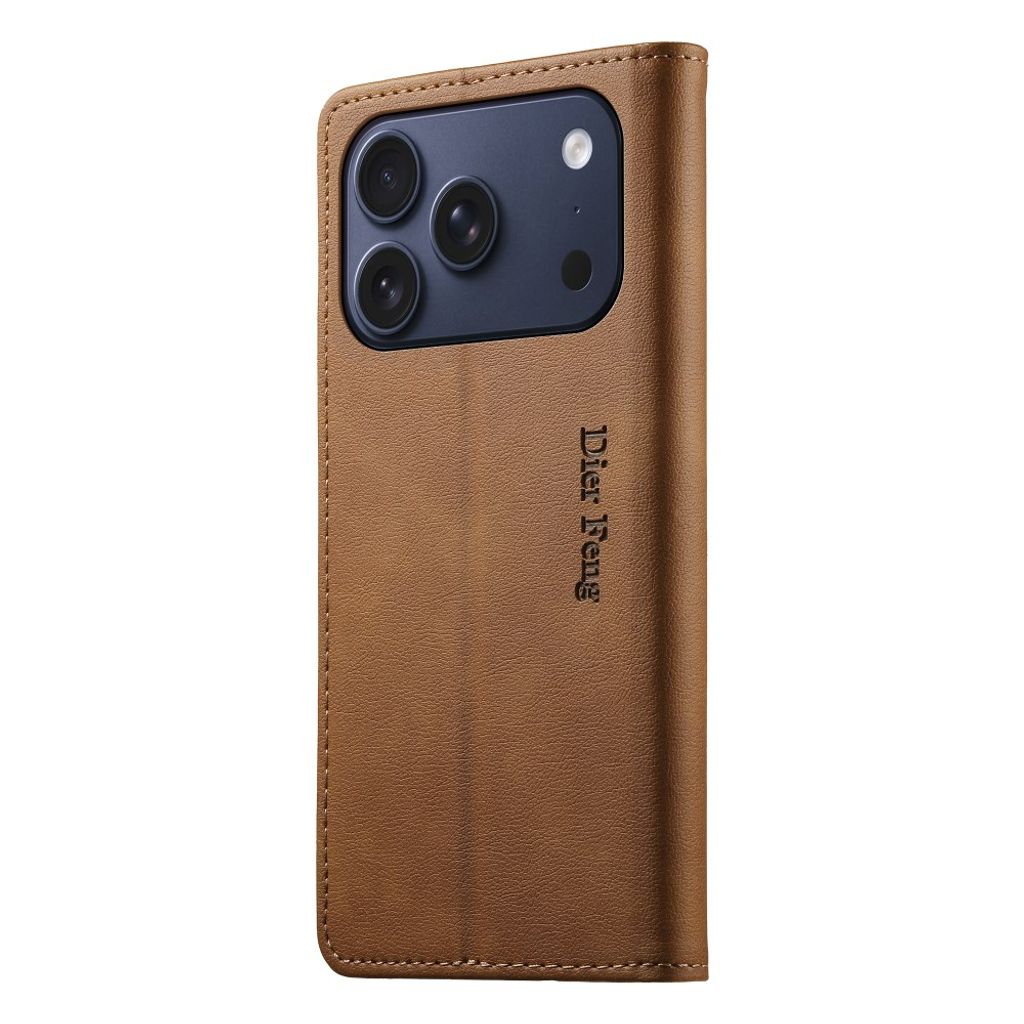 iPhone 18 Pro/17 Pro plånboksfodral i läder med magnetlock, ljusbrun, bild 10