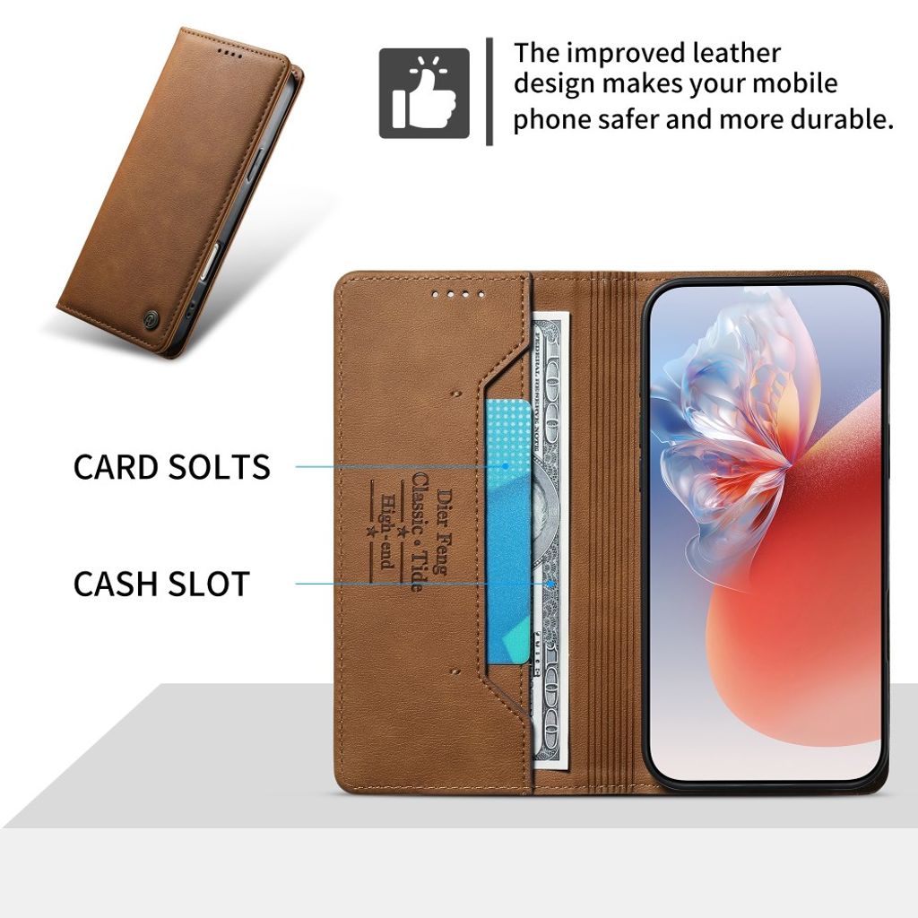 iPhone 18 Pro/17 Pro plånboksfodral i läder med magnetlock, ljusbrun, bild 4