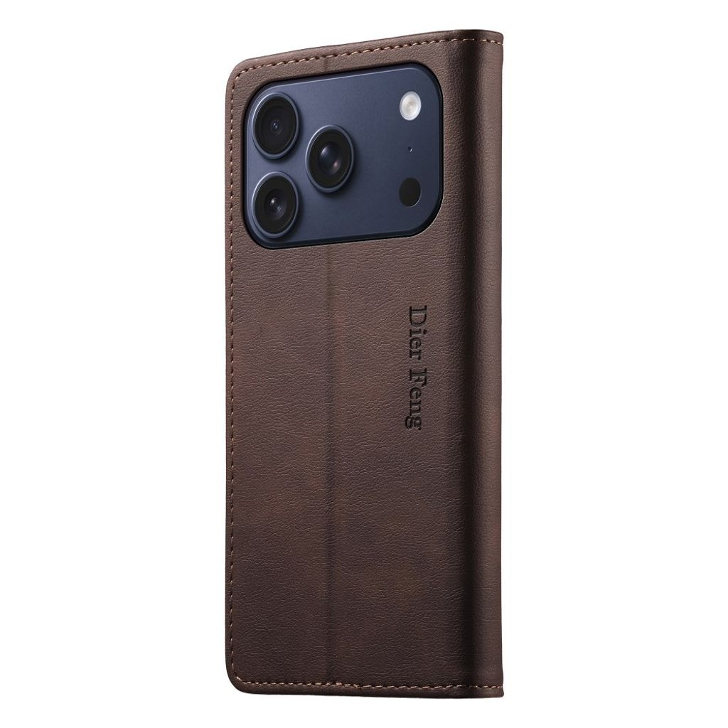 iPhone 18 Pro/17 Pro plånboksfodral i läder med kortfack, mörkbrun, bild 10