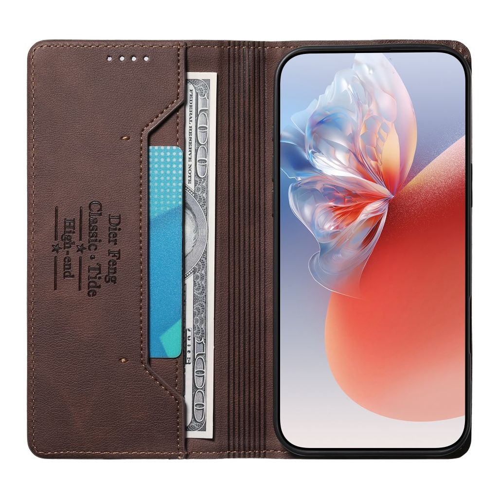 iPhone 18 Pro/17 Pro plånboksfodral i läder med kortfack, mörkbrun, bild 3