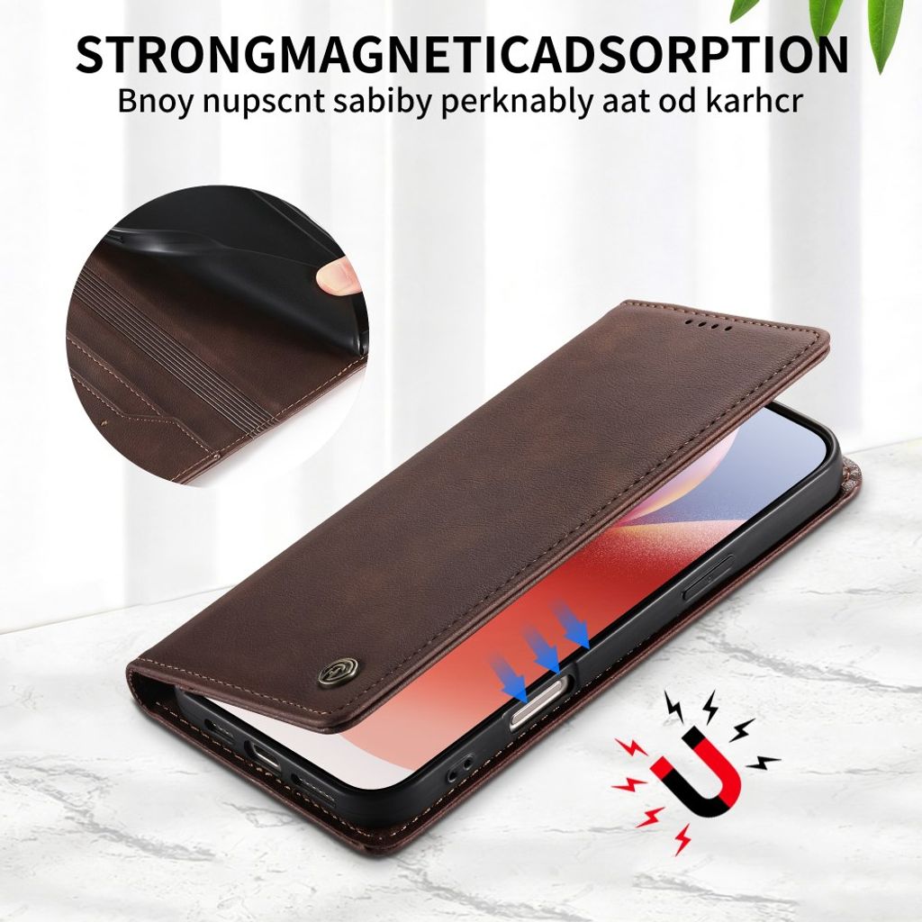 iPhone 18 Pro/17 Pro plånboksfodral i läder med kortfack, mörkbrun, bild 6