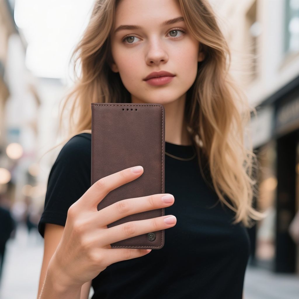 iPhone 18 Pro/17 Pro plånboksfodral i läder med kortfack, mörkbrun, bild 7
