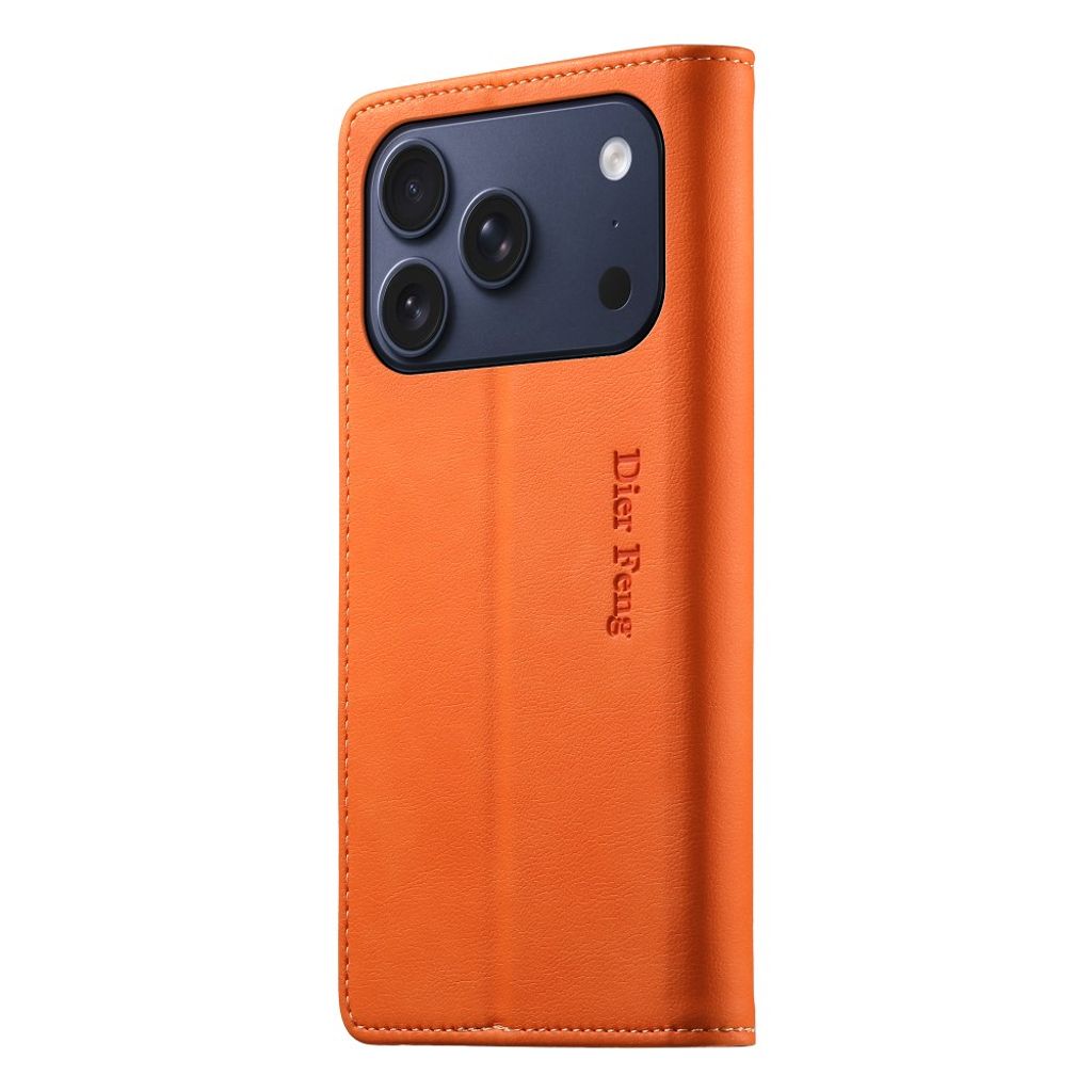 iPhone 18 Pro/17 Pro plånboksfodral i läder med RFID-skydd, orange, bild 10