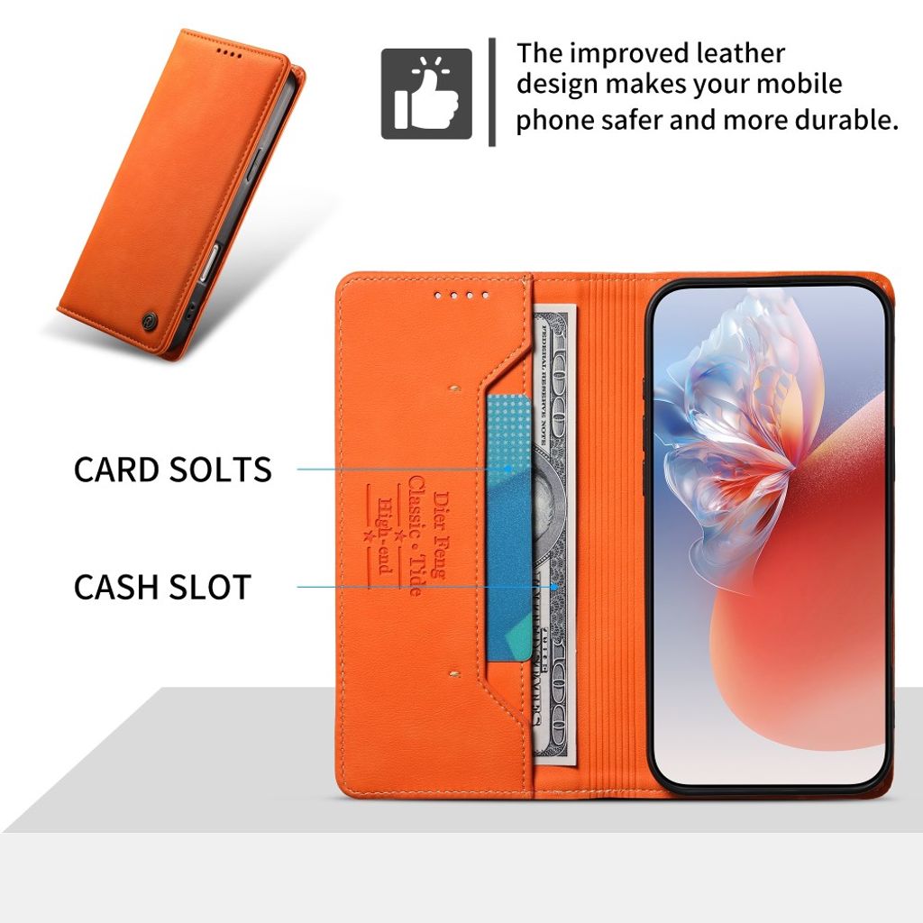 iPhone 18 Pro/17 Pro plånboksfodral i läder med RFID-skydd, orange, bild 4