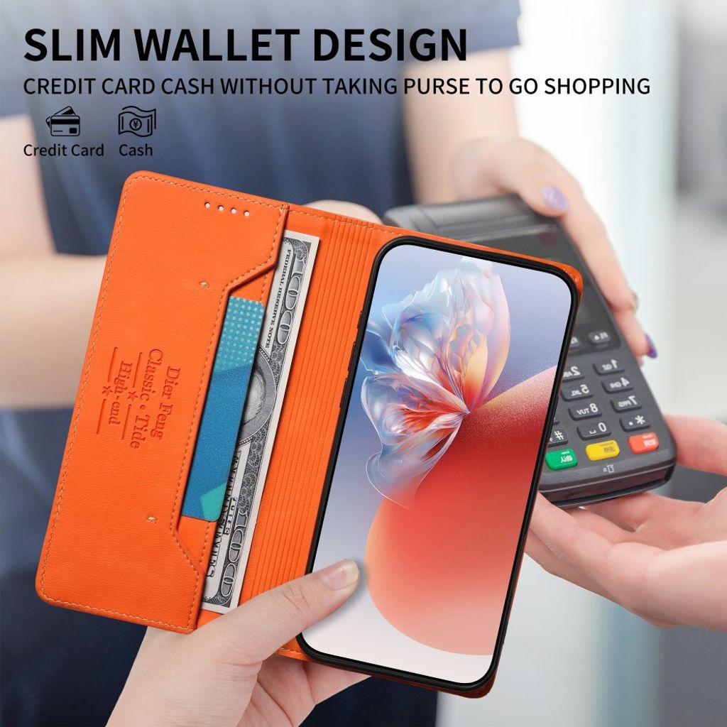 iPhone 18 Pro/17 Pro plånboksfodral i läder med RFID-skydd, orange, bild 7