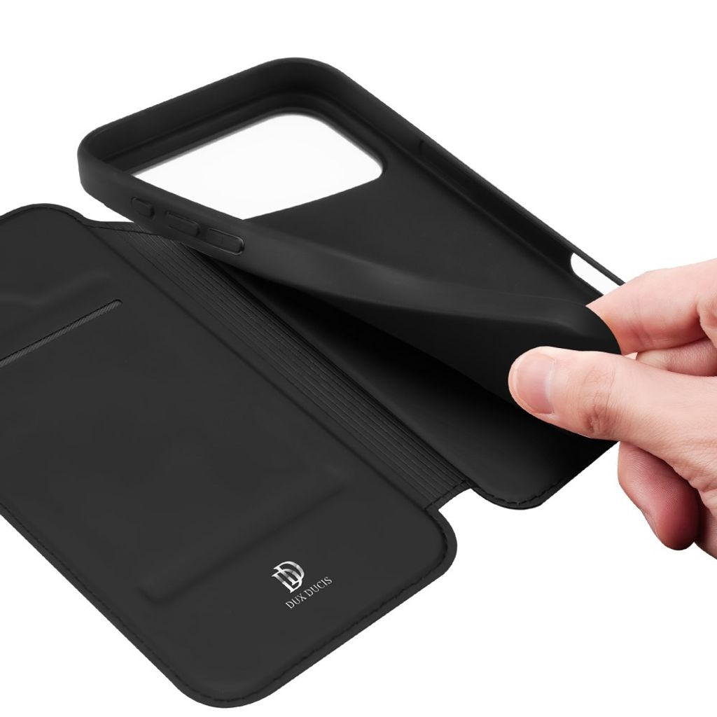 Dux Ducis iPhone 18 Pro/17 Pro flipfodral med kortficka och dolt magnetlock, svart, bild 7