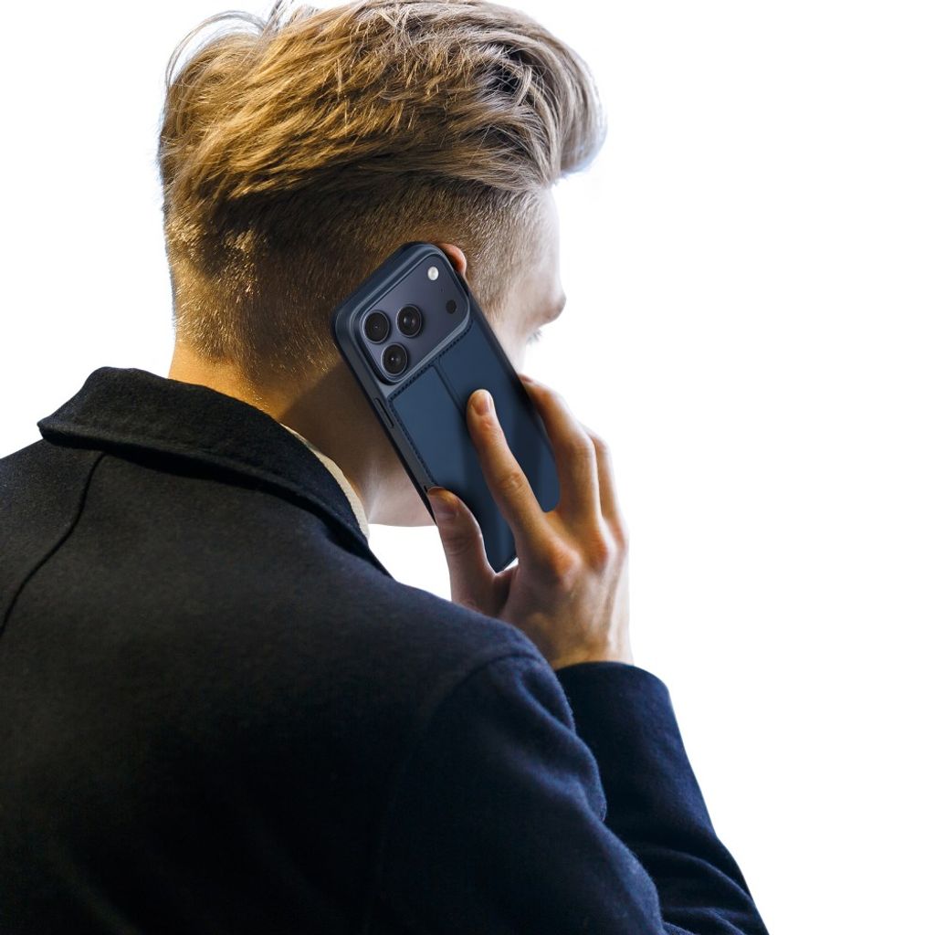 Dux Ducis iPhone 18 Pro/17 Pro smalt flipfodral med kortficka och stöd, marinblå, bild 8