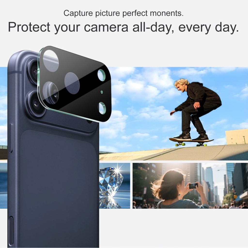 iPhone 18 Pro kameralinsskydd i glas och akryl, svart, bild 2
