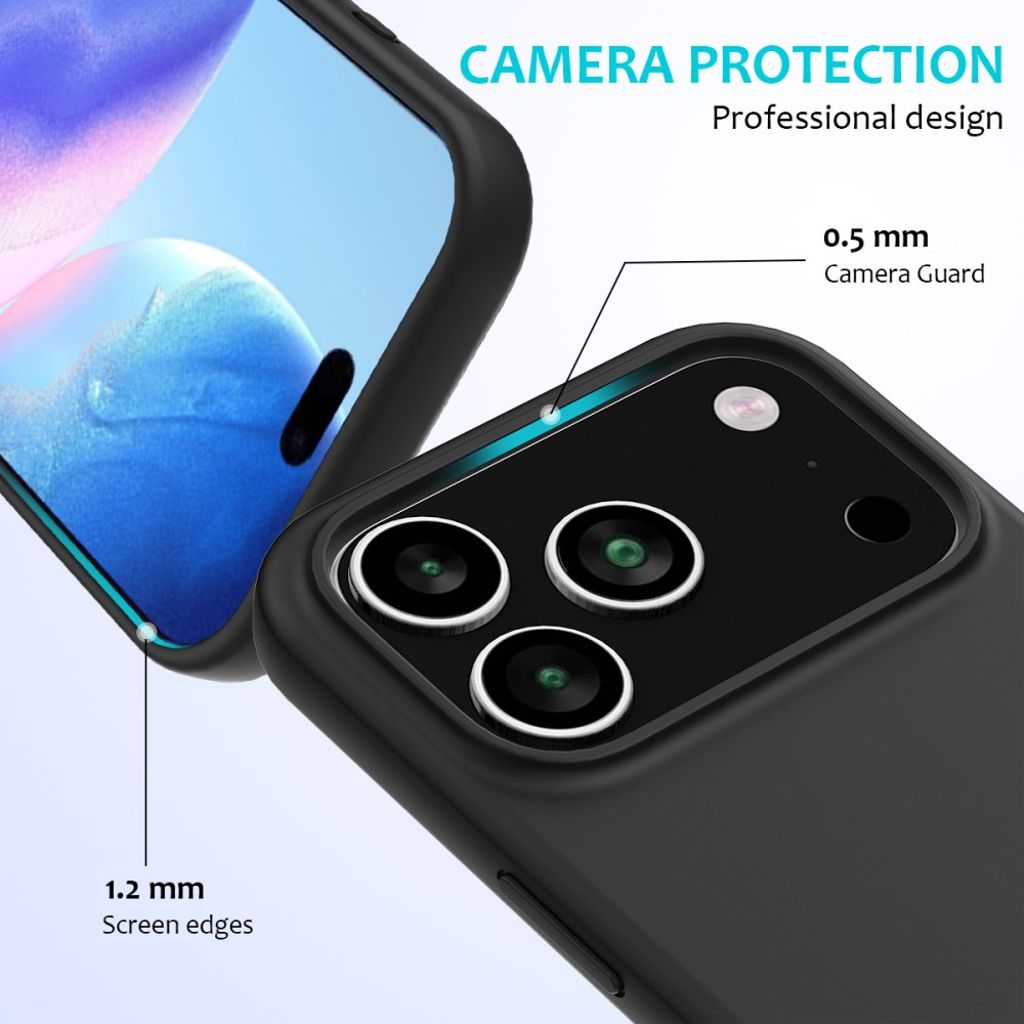 iPhone 18 Pro/17 Pro mjukt silikonskal med mikrofiberfoder, svart, bild 2