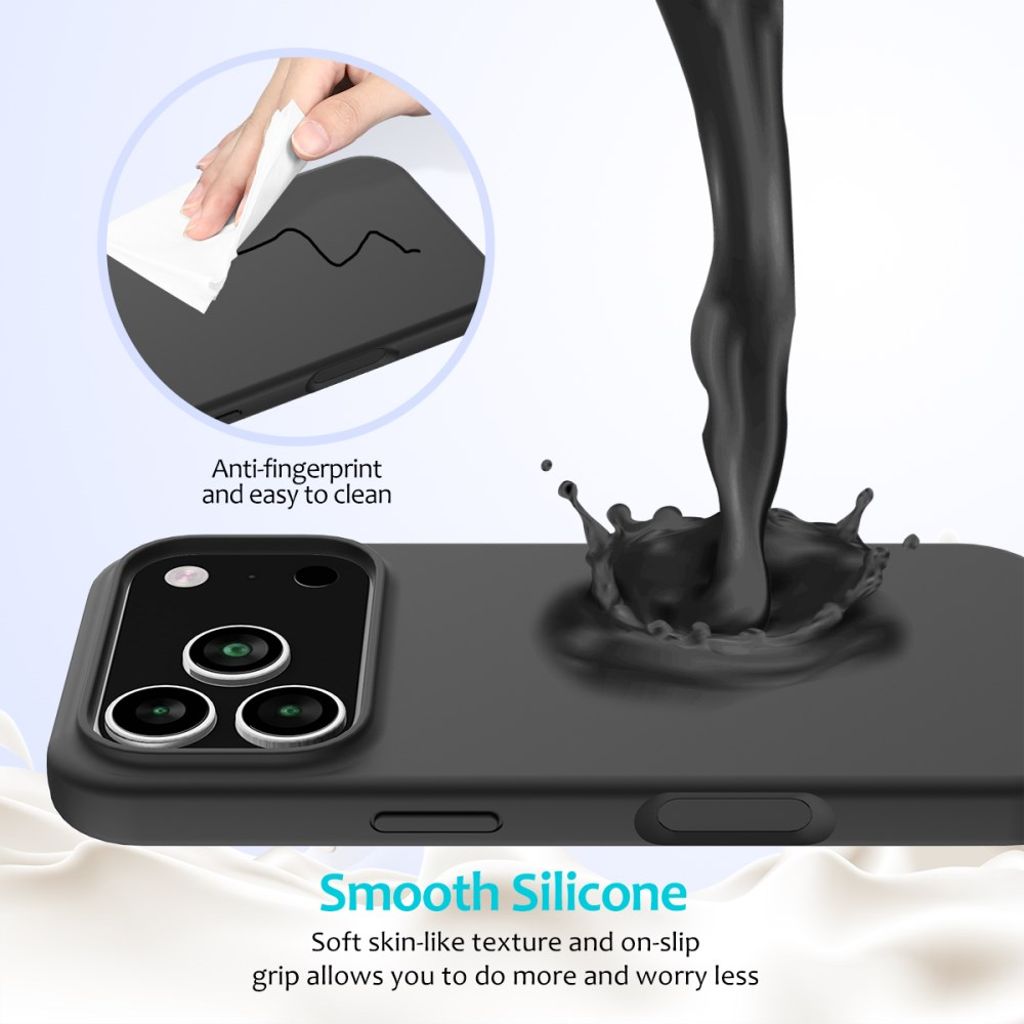 iPhone 18 Pro/17 Pro mjukt silikonskal med mikrofiberfoder, svart, bild 4