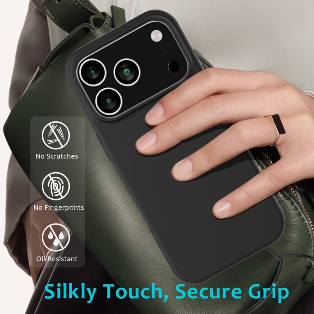 iPhone 18 Pro/17 Pro mjukt silikonskal med mikrofiberfoder, svart, bild 7