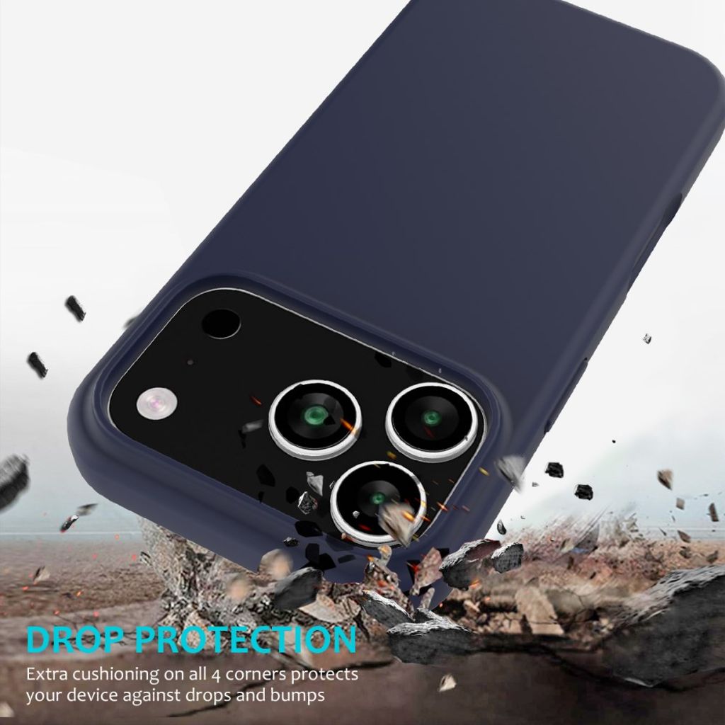 iPhone 18 Pro/17 Pro silikonskal med mjukt grepp, marinblå, bild 3
