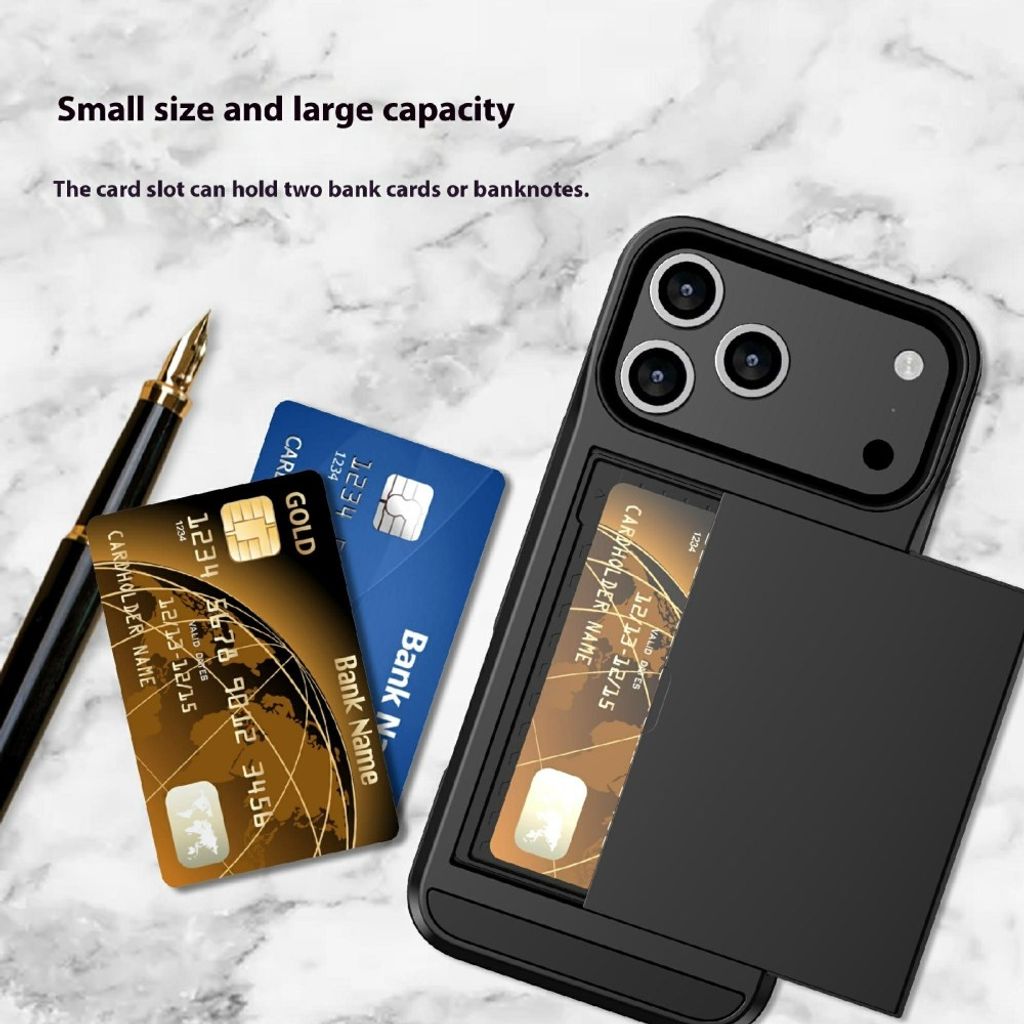 iPhone 18 Pro/17 Pro hybridskal med skjutbart kortfack, svart, bild 4