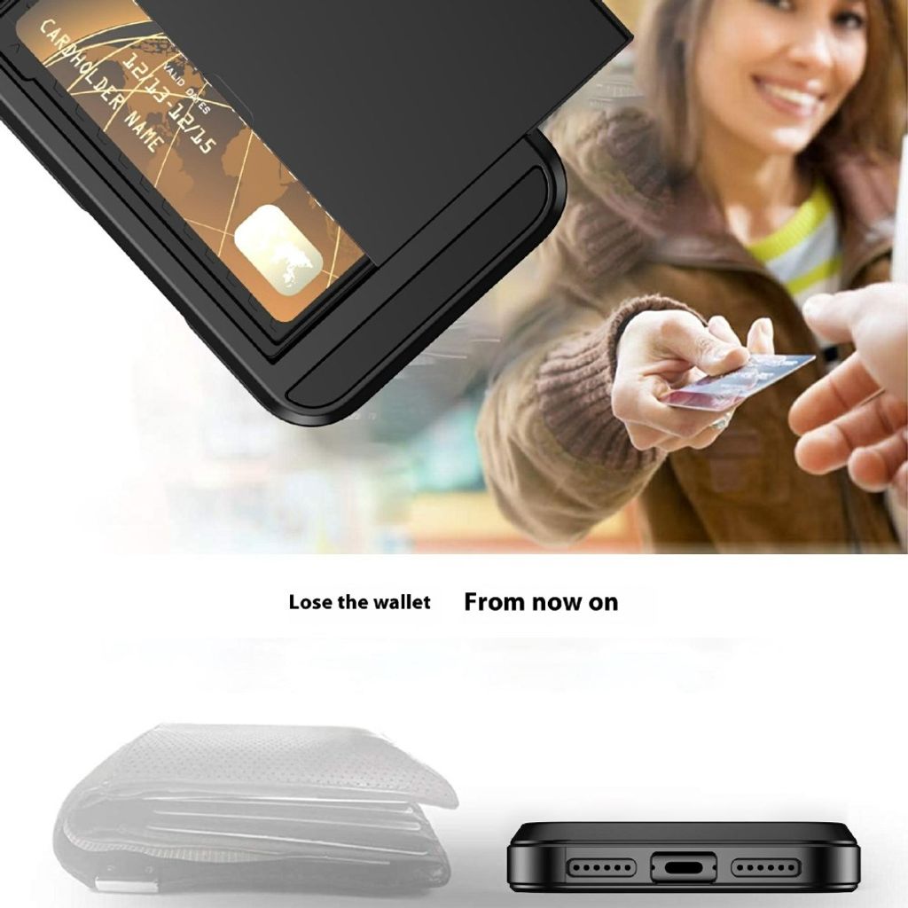 iPhone 18 Pro/17 Pro hybridskal med skjutbart kortfack, svart, bild 5
