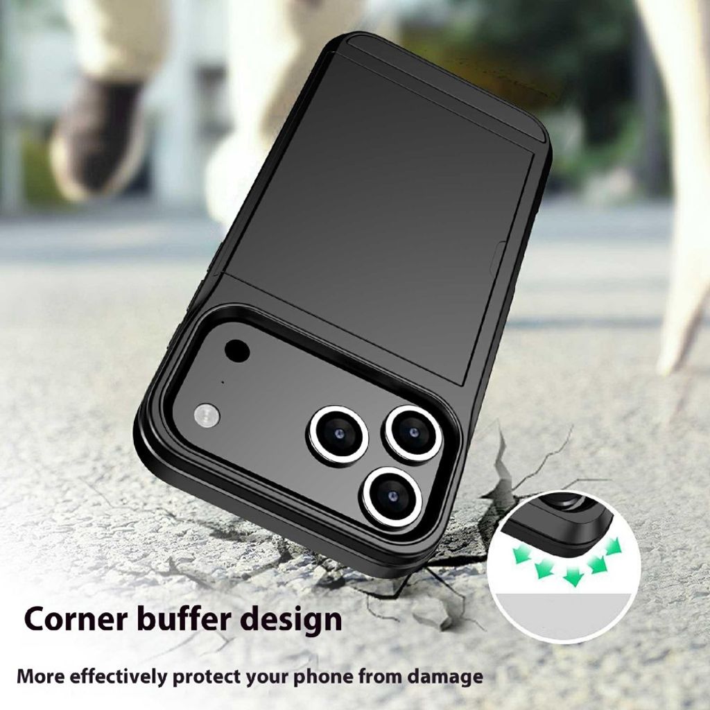 iPhone 18 Pro/17 Pro hybridskal med skjutbart kortfack, svart, bild 6