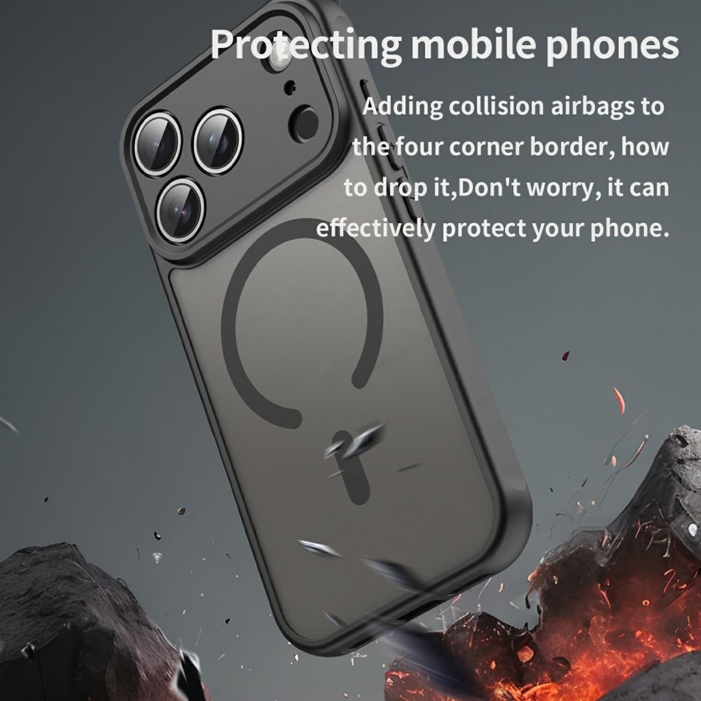 iPhone 18 Pro/17 Pro MagSafe-skal med frostad baksida och förstärkta hörn, svart, bild 3
