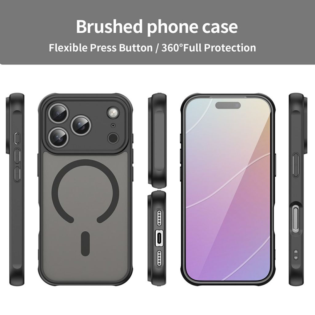 iPhone 18 Pro/17 Pro MagSafe-skal med frostad baksida och förstärkta hörn, svart, bild 8